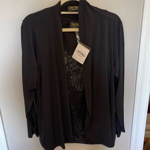 NWT. Elegant 2-piece Bob Mackie black jacket with separate sequin shell.